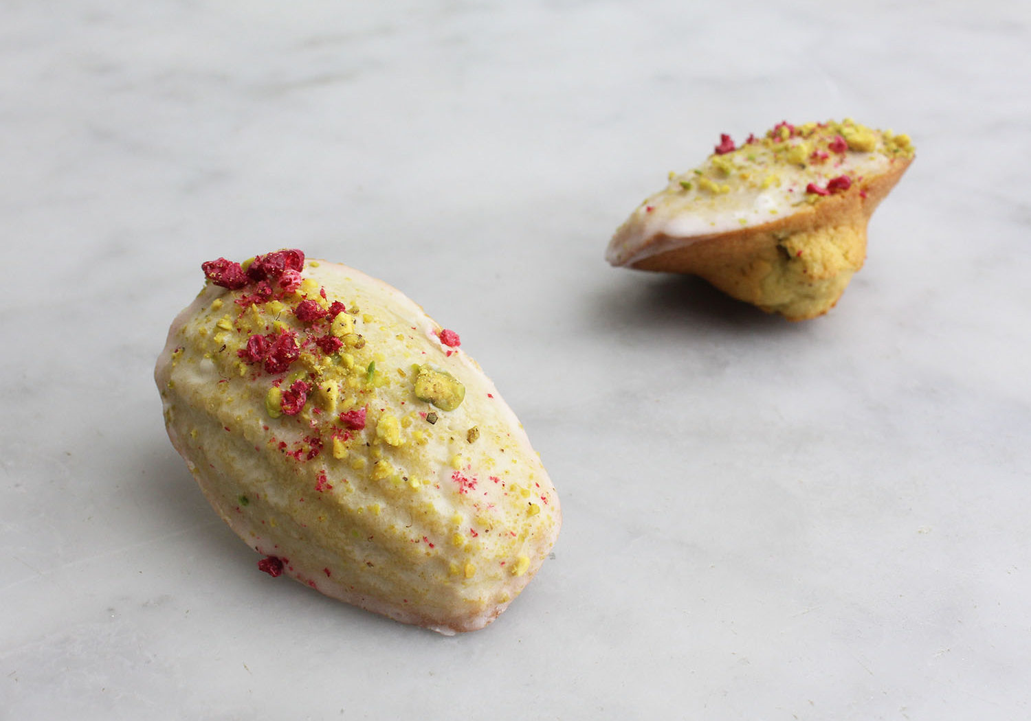 Raspberry Pistachio Madeleines