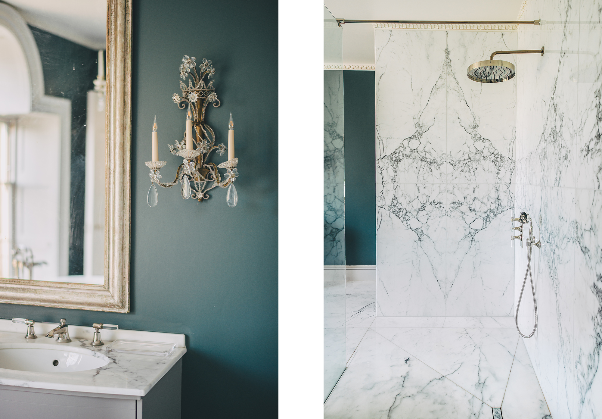 The white marble of the Templeton House/the decor.