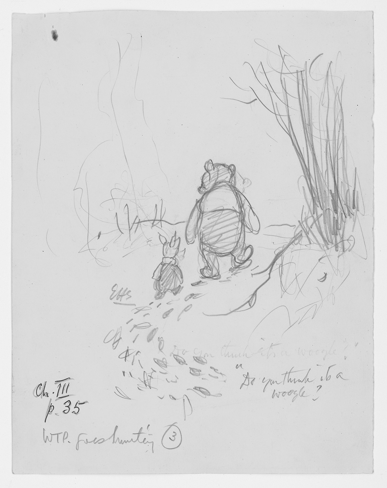 Early sketch of Winnie-the-Pooh