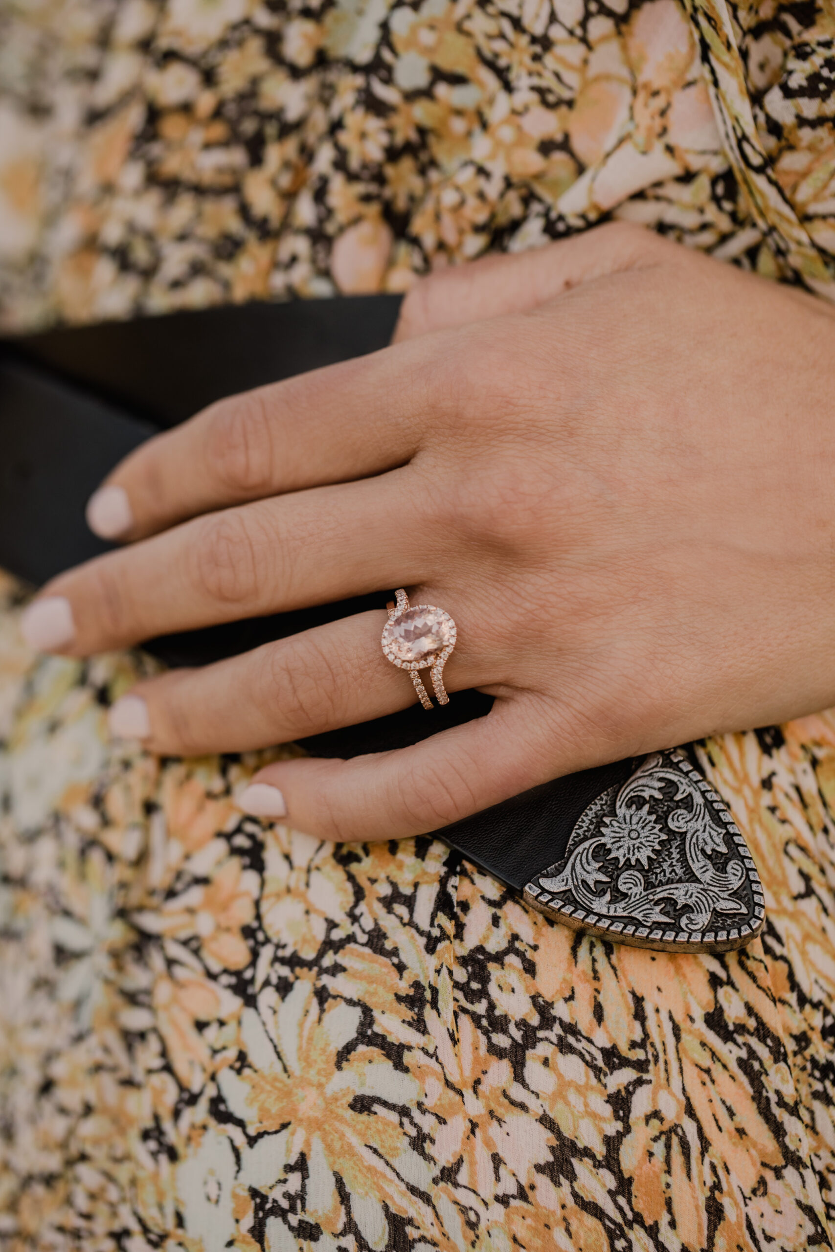 Morganite right hand deals ring