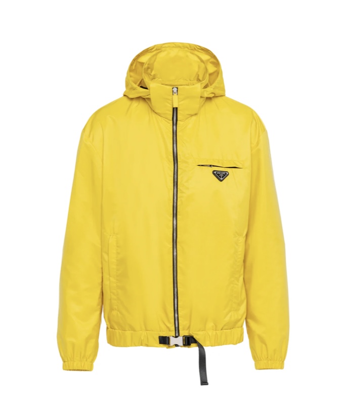 prada yellow rainjacket fashion for hiking