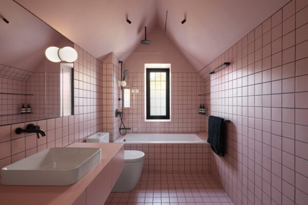 MBM House Montreal pink tile bathroom
