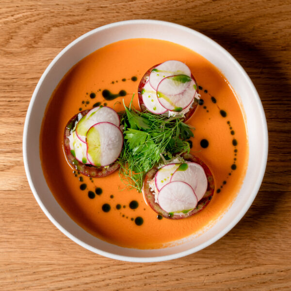 Dungeness crab with gazpacho.