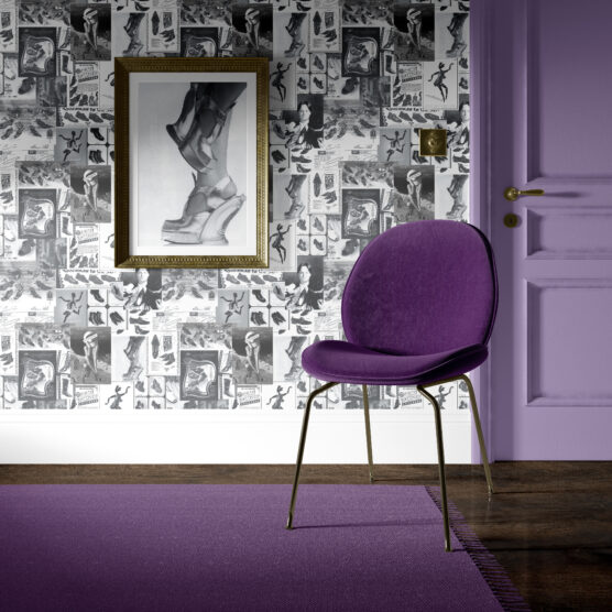 Otto Studio John Fluevog wallpaper collaboration purple newspaper print