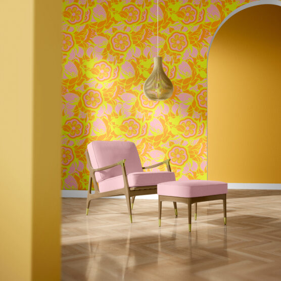 Otto Studio John Fluevog wallpaper collaboration pink orange floral