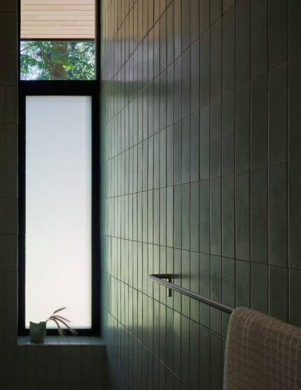 GO'C The Rambler house bathroom with green tile