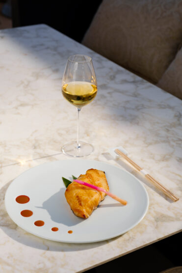 Chef Nobu dish and wine