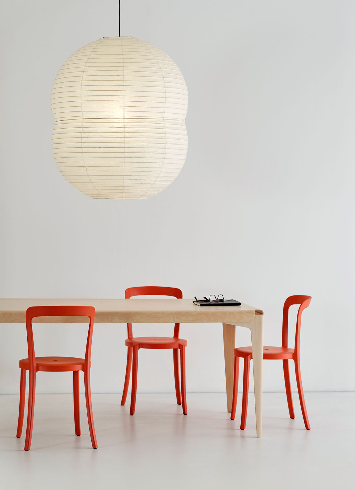 Barber Osgerby table chair and lantern overhead lighting