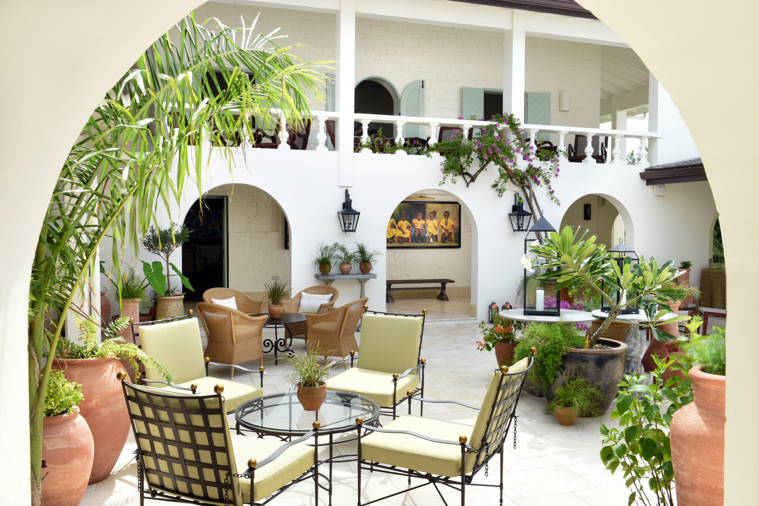 Estate house courtyard at Jumby Bay