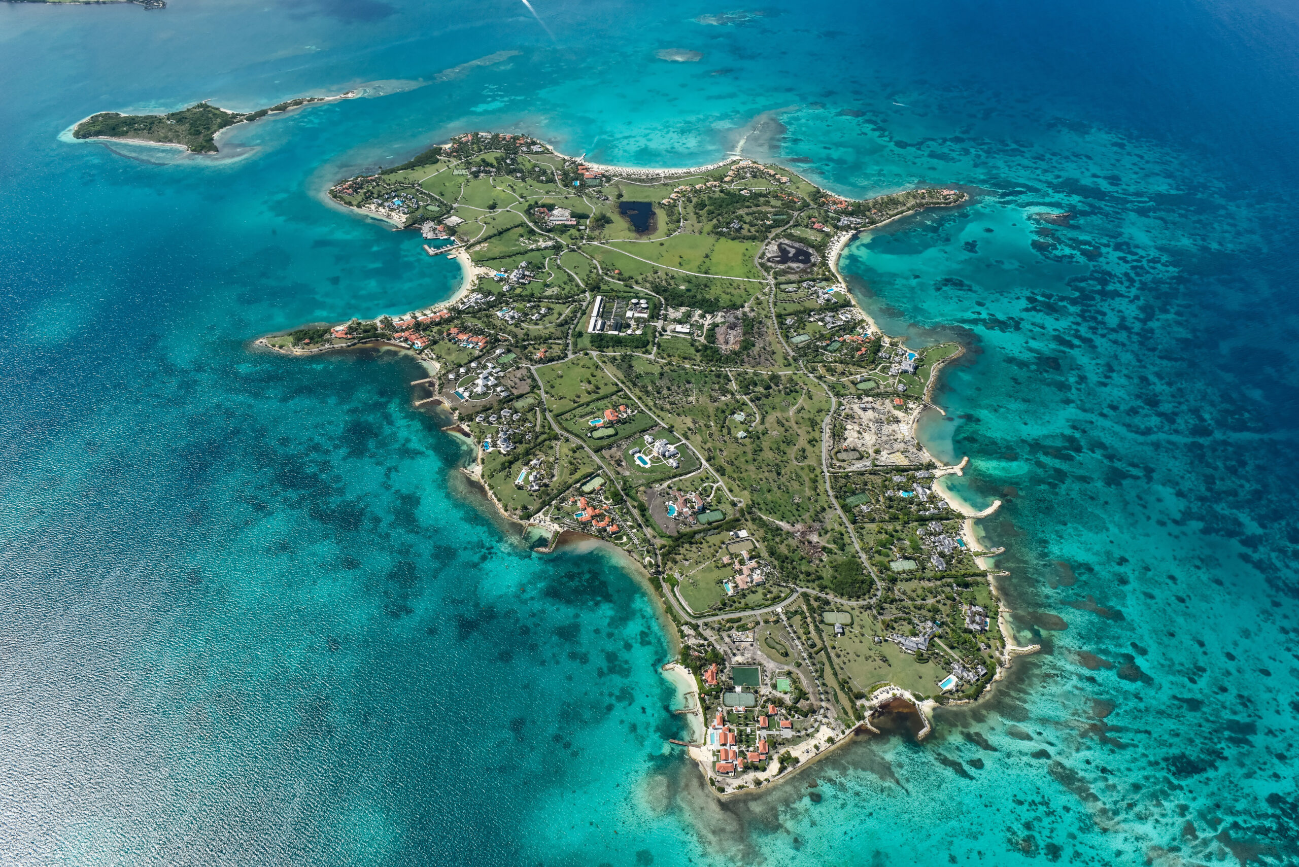 Aerial view of Jumby Bay