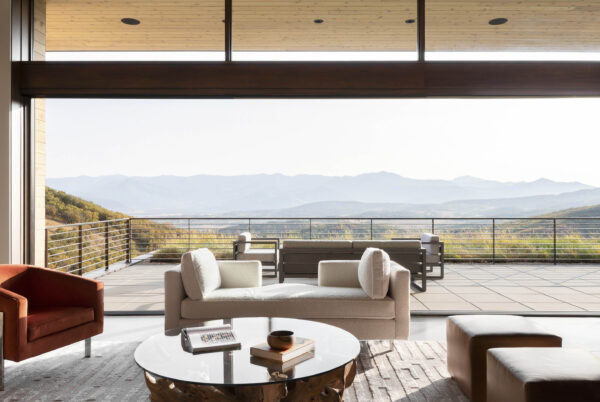 Living room with view and coffee table