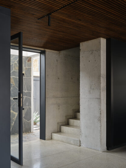Concrete entranceway and stairs